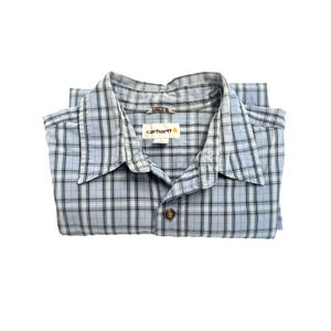 Carhartt Blue Plaid Shirt Sleeve Shirt Size Large Men's